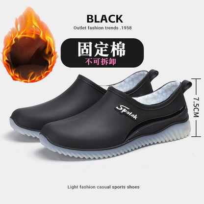 Ladies' fashionable new style waterproof shallow-toe anti-slip rain shoes, wear-resistant kitchen thick-soled short-tube work ru