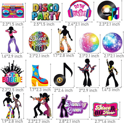 36PCS Retro Roller Skate Disco Party Ball Cake Toppers - 80s 90s Hip Hop Skating Theme Party Decor for Birthday Supply