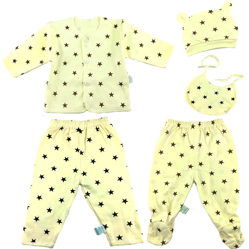 5 Pcs/set Newborn Baby 0-3 Month Clothing Set Babies T-Shirt Pants Hat Boy Girl Clothes Cotton Set