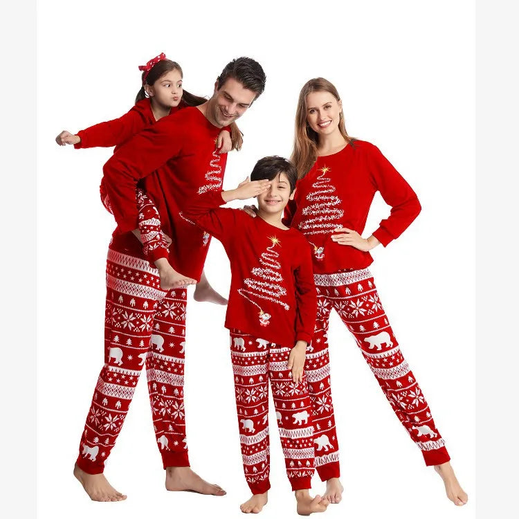 Family Christmas Pajamas Mom Dad Kids Matching Clothing Set Baby Dog Romper Pjs Soft Loose 2 Pieces Suit Homewear Xmas Look 4XL