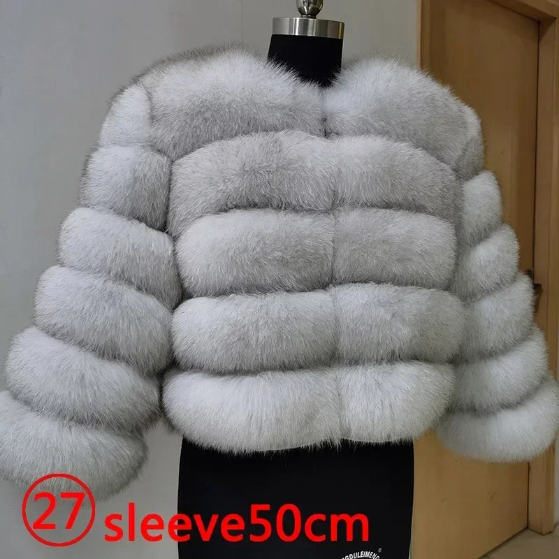 2023 Natural Real Fox Fur Coat Women Winter Warm Luxury Fur Jacket Detachable Long Sleeves Female Vest Furry Coats Outerwear