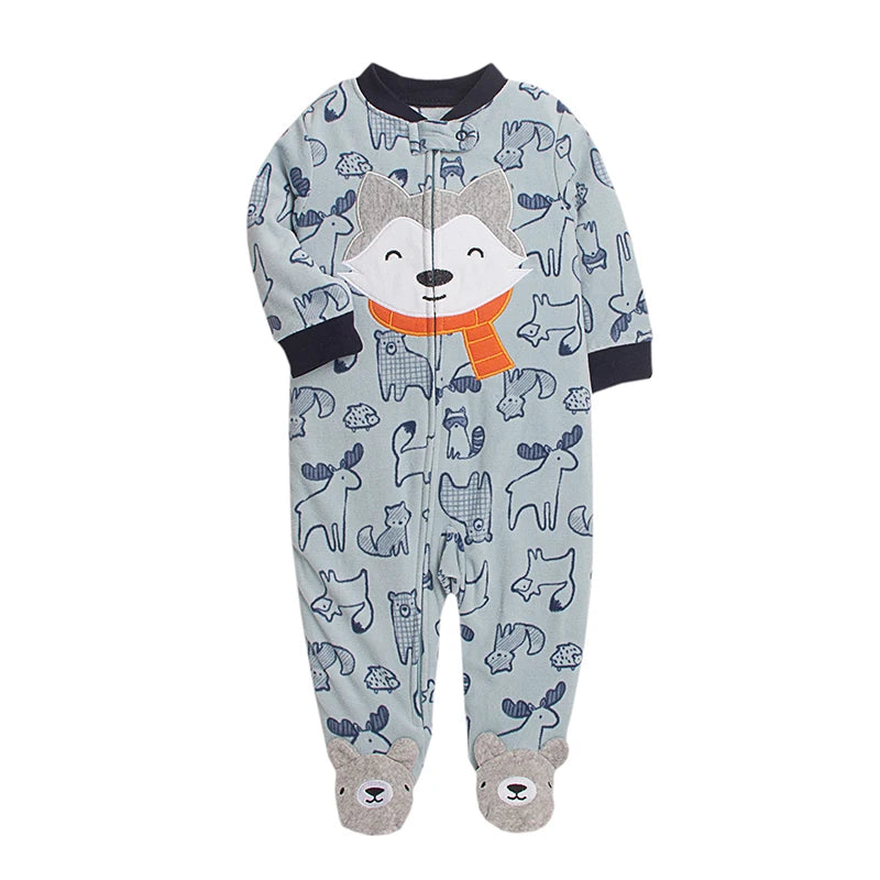 Newborn Baby Boy Girl Rompers Clothes Winter Pajamas Zipper Fleece Fall Infants Outfit Animal Jumpsuit Clothing 0 -12 Months New