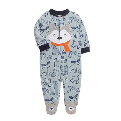 Newborn Baby Boy Girl Rompers Clothes Winter Pajamas Zipper Fleece Fall Infants Outfit Animal Jumpsuit Clothing 0 -12 Months New
