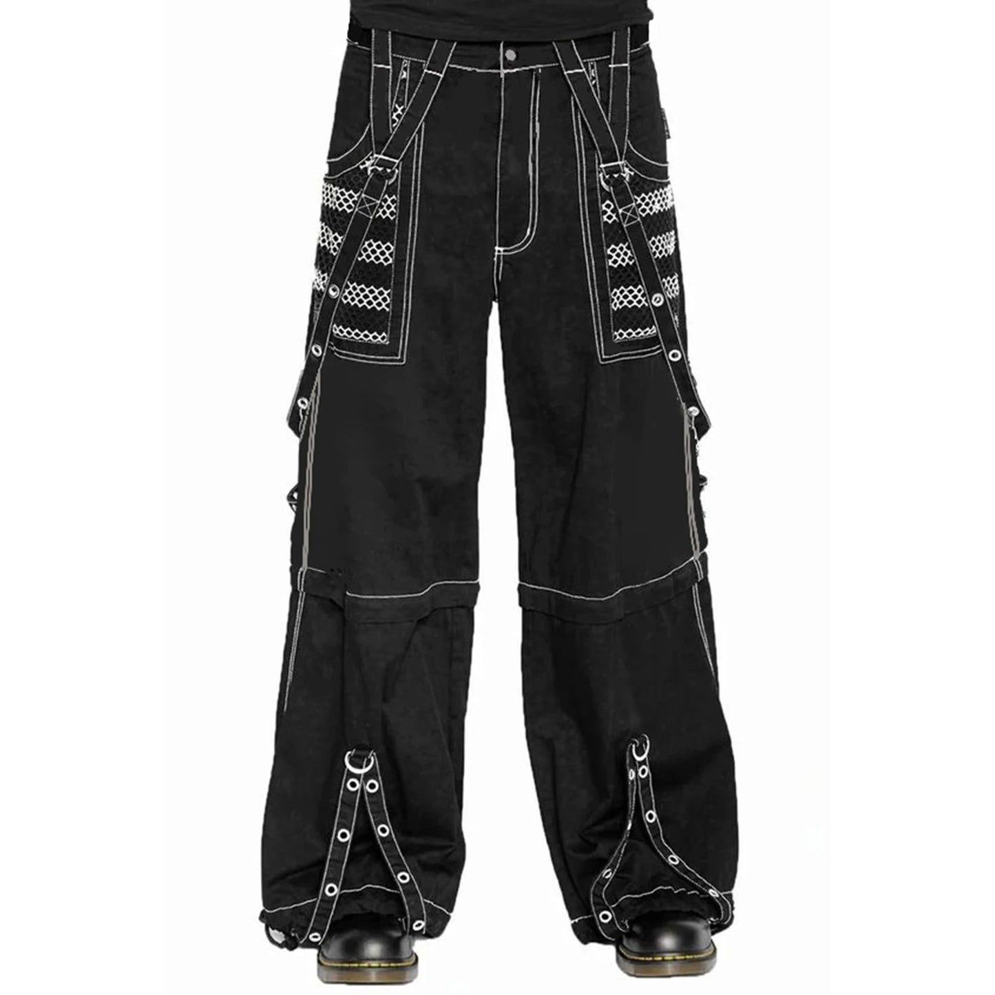 Women Fall Winter Cargo Jeans Striped Zipper Button Closure Loose Casual Trousers Streetwear with Pockets