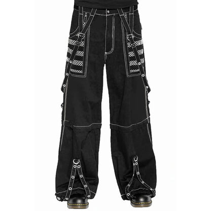 Women Fall Winter Cargo Jeans Striped Zipper Button Closure Loose Casual Trousers Streetwear with Pockets