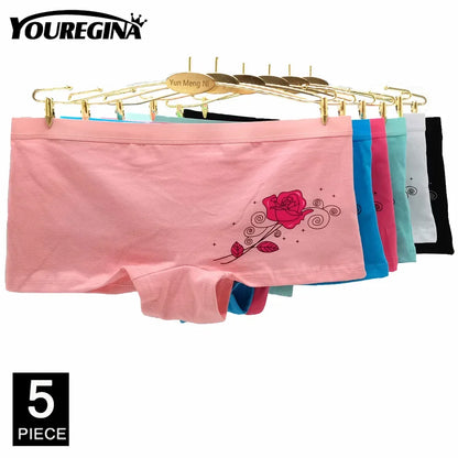 Women Underwear Cotton Women Panties Solid Girls Boxers Shorts Boyshorts Knickers Ladies Seamless Lingerie M L XL 5 Pcs/Lot