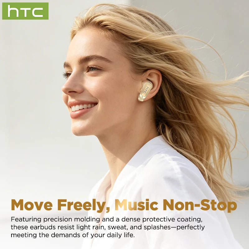 Bluetooth Earphones HTC NE72 AI Translation Auriculares Traductor Deidioma 2026, Sports Comfort Fit Earbuds with Surround Sound
