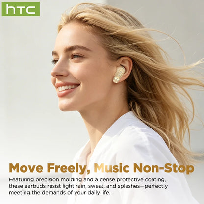Bluetooth Earphones HTC NE72 AI Translation Auriculares Traductor Deidioma 2026, Sports Comfort Fit Earbuds with Surround Sound