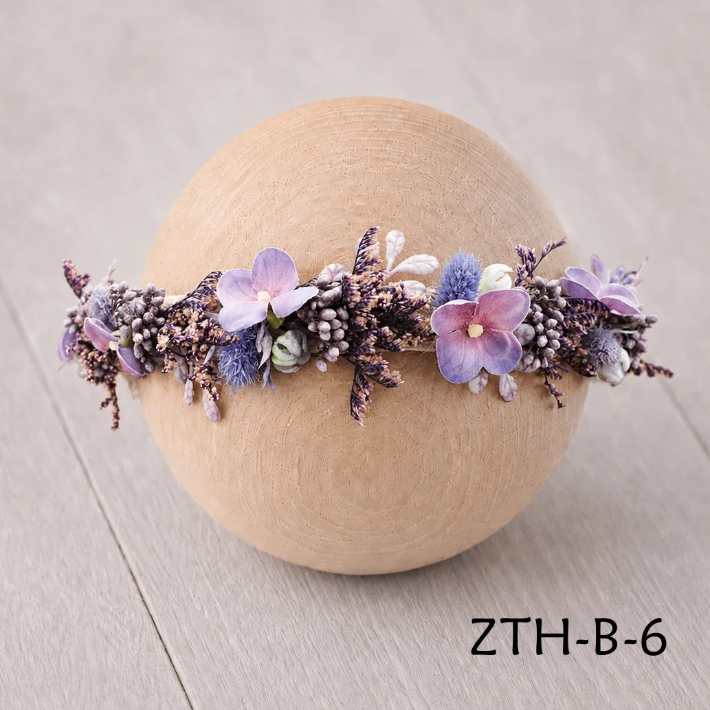 Floral Newborn Headbands for Photography Props Handmade Infant Girl Flower Wreath Baby Headband Newborn Photoshoot, Accessories