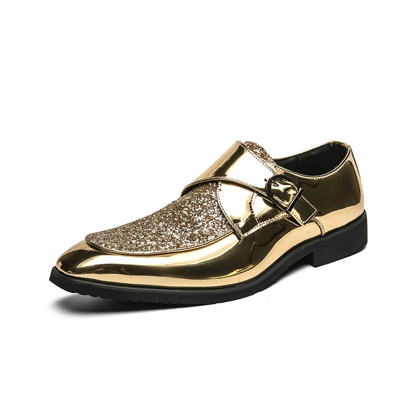 Luxury Men's Leather Shoes High Quality Gold Dress Shoes for Men Italian Brand Oxford Shoes Fashion Big Size Party Wedding Shoe