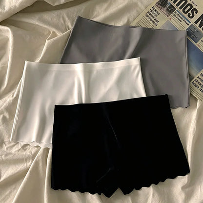 4-Piece Set Of Women's Mid Waist Solid Color Flat Angle Pants, Sexy Comfortable Seamless Safety Pants, Women's Sports Underwear