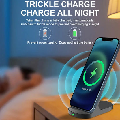 Fast Wireless Charger Stand Pad for iPhone 16 15 14 13 8 X Samsung Galaxy S24 S23 S21 S20 S10 Xiaomi Wireless Charging Station