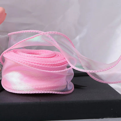 40mm 10Yards Fishtail Organza Ribbon Reflective Iridescent Wavy Edge Ribbon for Gift Wrapping DIY Bow Bouquet Voile Ribbons