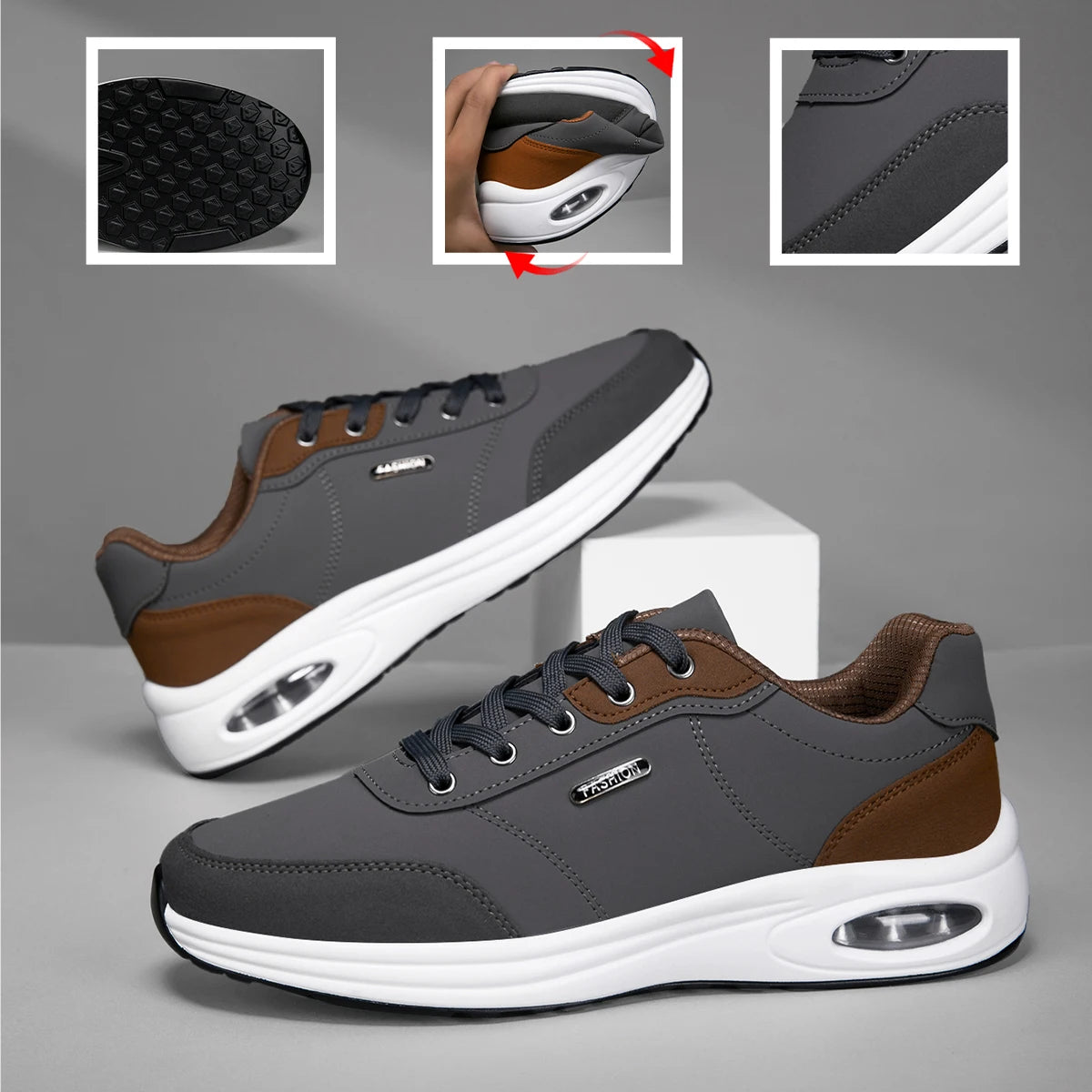 Men's Casual Sports Shoes Waterproof Walking Sports Shoes Casual Men's Leather Sports Shoes Non-slip Shoes Men's Tennis Shoes