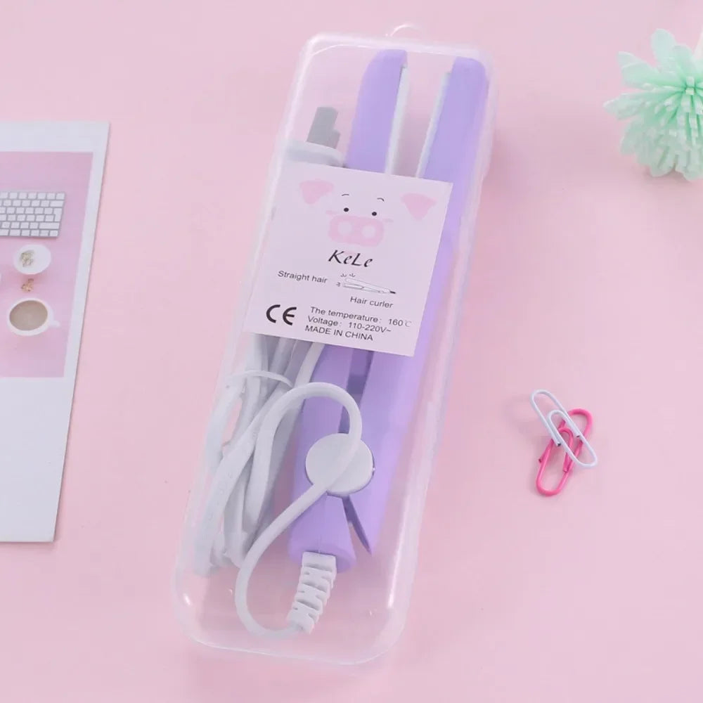 2in1 Hair Straightener Ceramic for Straightening and Curling Hair Travel Flat Iron Fast Heating Curling Iron for Short Fine Hair