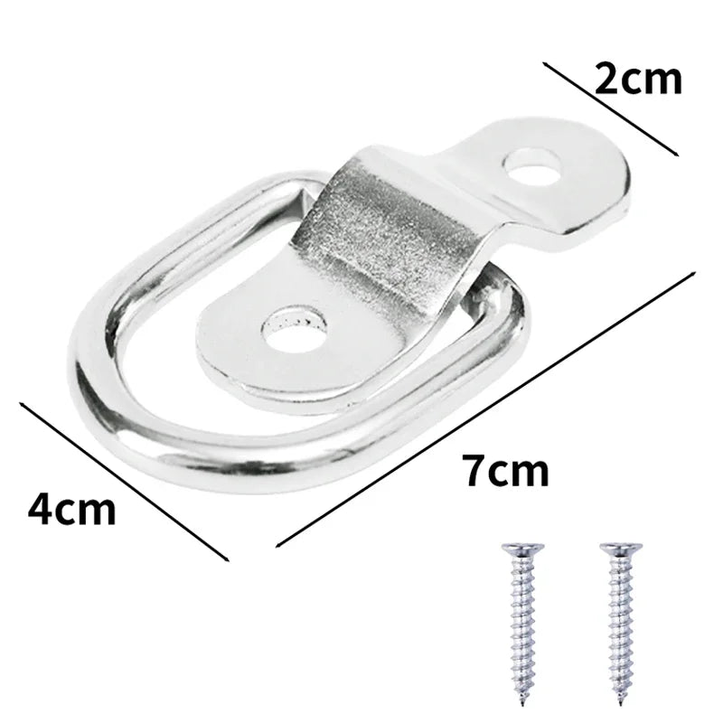 4~1Set D Rings Tie Down Anchors Ring Pull Hook Stainless Steel Lashing Ring Load Fit for Car Boat Cargo Trailer Vehicles RV Van
