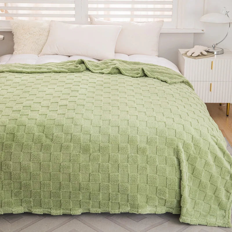 Waffle Blanket, Winter Knitted Blanket, Jacquard Braid Blanket, Warm Gift Blanket ,for Bed Sheet or Sofa Cover Four-season