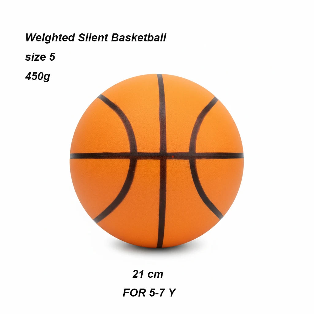 Weighted Silent Basketball 570g Size 7 and 450g Size 5 Standard Noiseless Basketball PU Foam Airless Indoor Training Quietly