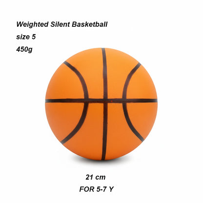 Weighted Silent Basketball 570g Size 7 and 450g Size 5 Standard Noiseless Basketball PU Foam Airless Indoor Training Quietly