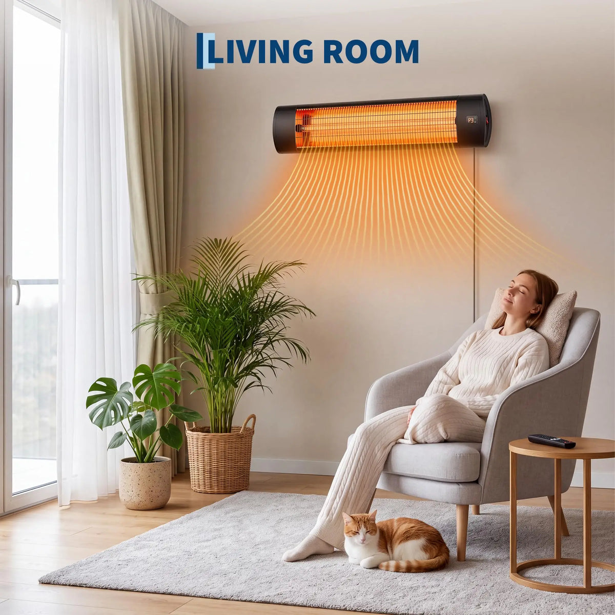 1500W Carbon Fiber Infrared Patio Heater Outdoor Electric Wall Mount With Remote, 24h Timer, 3 Heat Modes For Garage Porch Areas