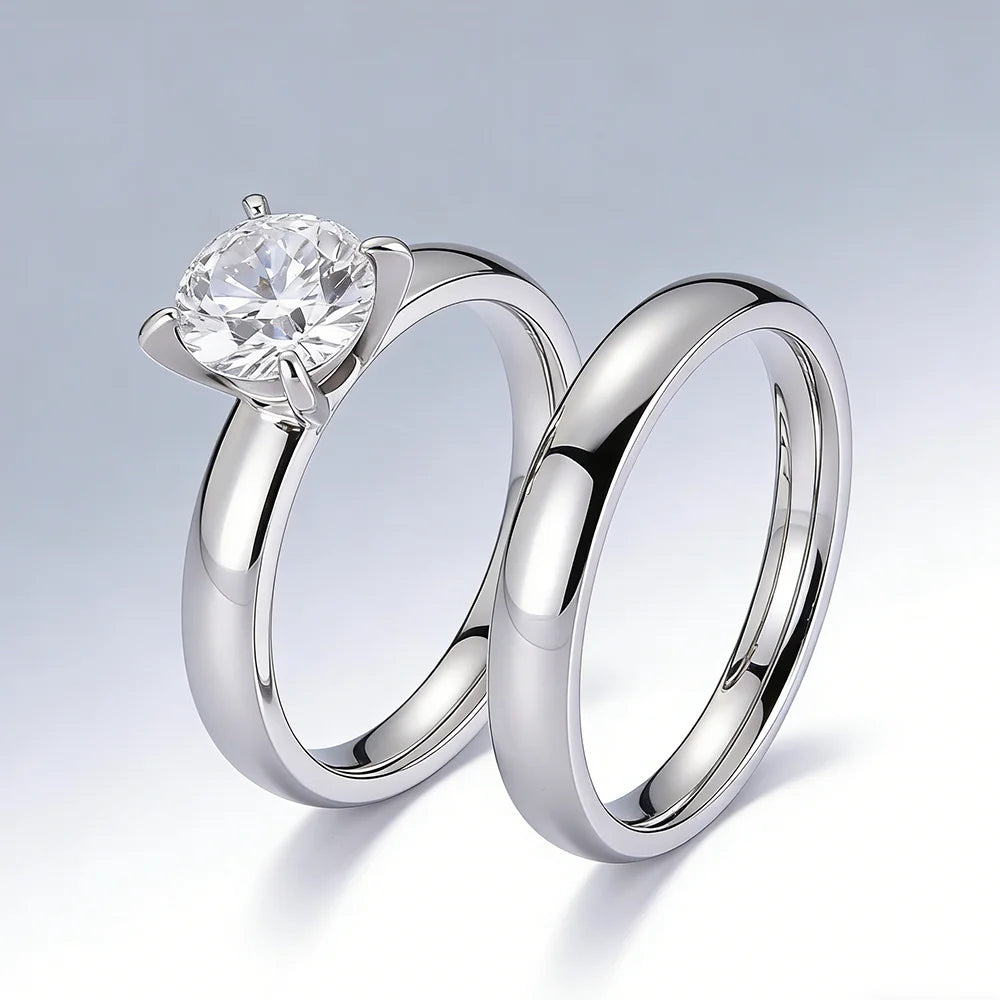 Minimalist Women's Wedding Rings with 4MM Cubic Zirconia Simple Elegant Female Finger Accessory Engagement Bands Jewelry