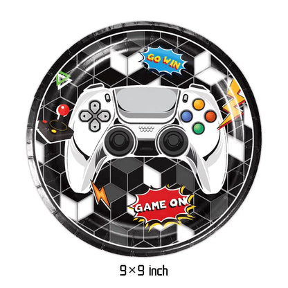 Gamepad Boy Birthday Party Decorations Paper Cup Plate Napkin Tablecloth Banner Caketopper Balloons For Baby Shower Supplies