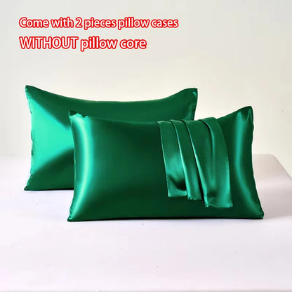 Polyester Satin Pillowcase Set | Two Covers with Envelope Closure | Bedroom & Guest Room