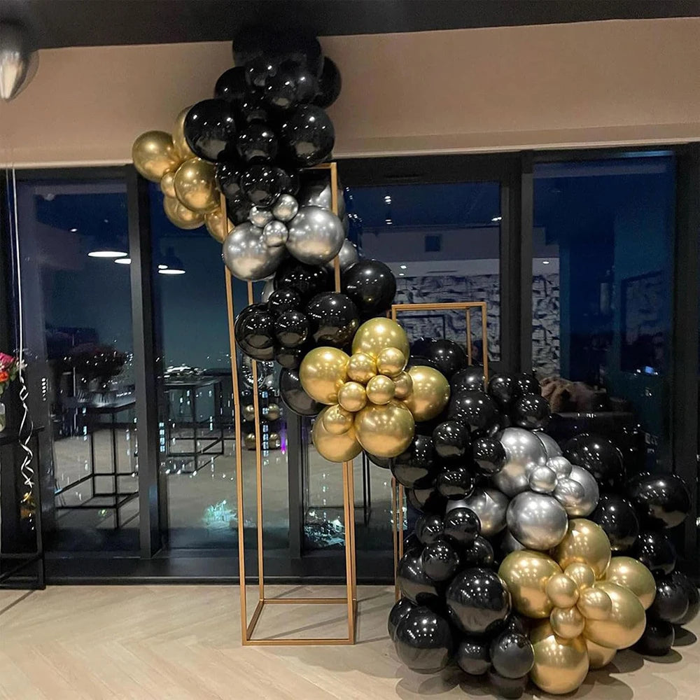 120PCS Black Balloons Garland Metal Gold Silver Balloon Arch Kit Baby Shower Wedding Graduation Birthday Party Decoration Globos