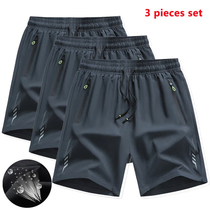 3 Pieces New Running Shorts Men Gym Sports Shorts Quick Dry Workout Training Fitness Jogging Short Pants Man Summer Board Shorts