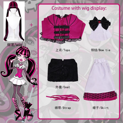 Draculaura Cosplay Costumes Anime Monster School Role Play Uniform Halloween Carnival Party Outfit For Women