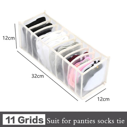 6-Grid Foldable Drawer Divider Underwear Storage Box, Wardrobe Organizer for Bras, Socks & Lingerie, Closet Storage Container