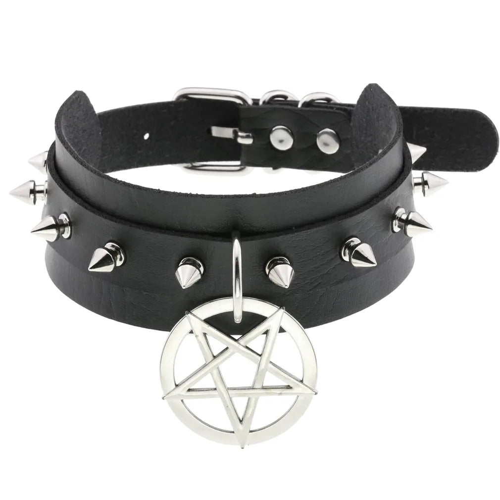 DIEZI Vintage Sweet Cool Hip Hop Rivet Choker Necklace Harajuku Gothic Club Black PU Leather Collar Torques Necklace Jewelry