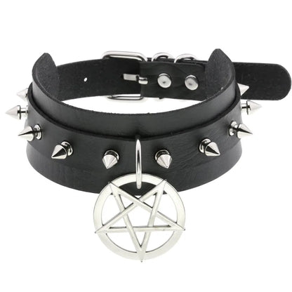 DIEZI Vintage Sweet Cool Hip Hop Rivet Choker Necklace Harajuku Gothic Club Black PU Leather Collar Torques Necklace Jewelry