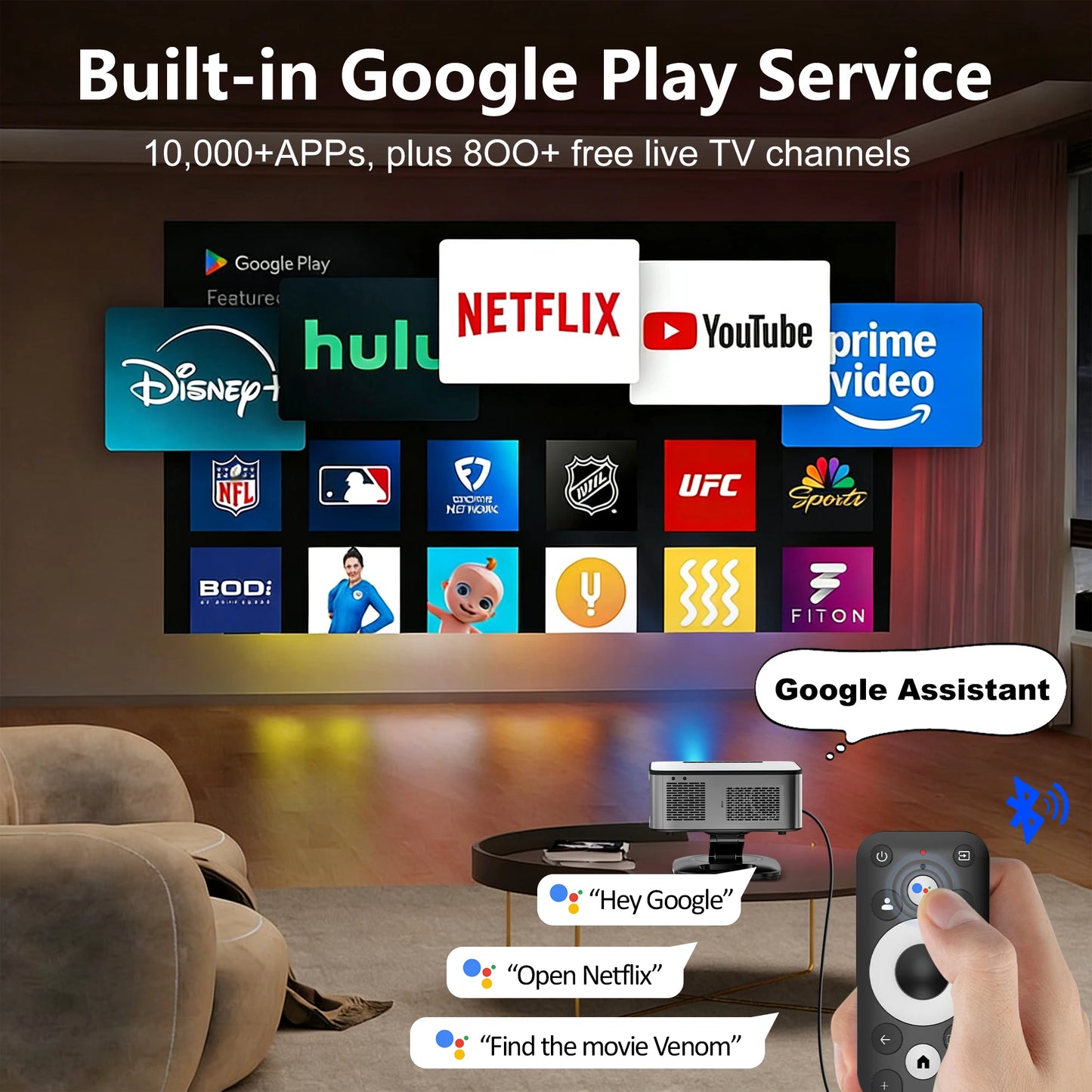 HORLAT 3200Ansi Lumens 4K Full HD Projector T10ULTRA 2G 32G Home Theater WiFi Android 14 Portable Smart TV Cinema Beam Projector