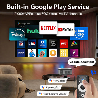 HORLAT 3200Ansi Lumens 4K Full HD Projector T10ULTRA 2G 32G Home Theater WiFi Android 14 Portable Smart TV Cinema Beam Projector
