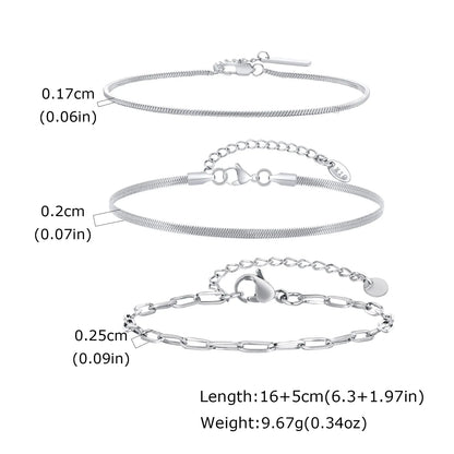 1/2/3pcs Chain Bracelet for, Stainless Steel Twisted Rope Cuban Chain