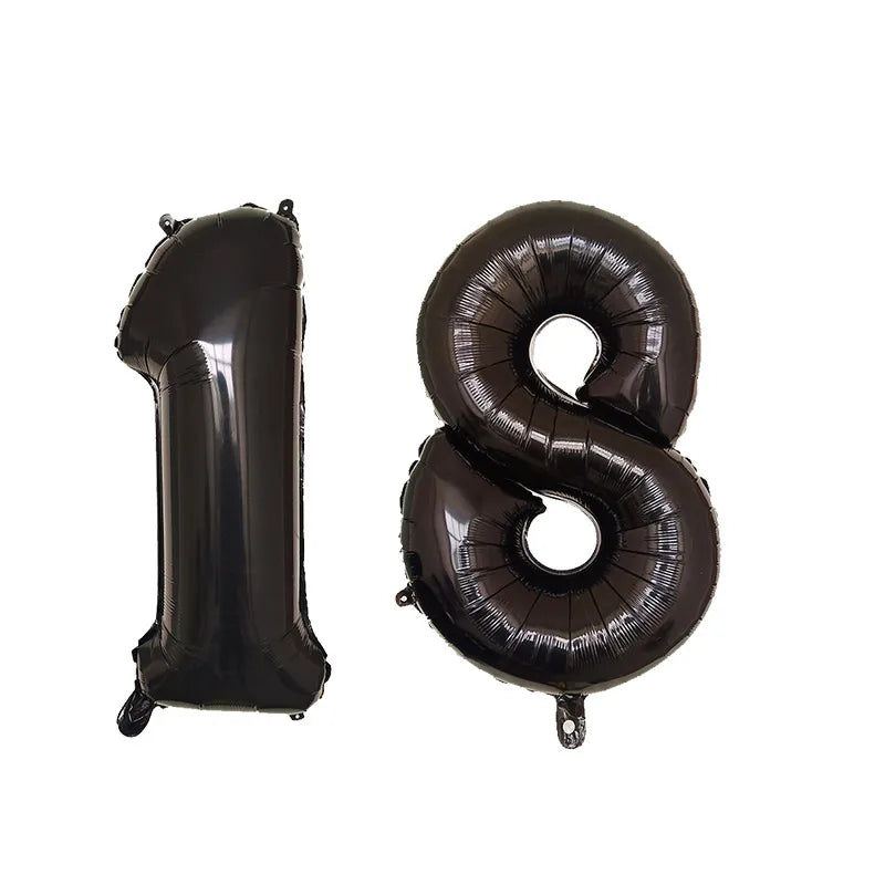 2Pcs 32 Inch Gold Silver Black Blue Red Helium Foil Number Balloon 16 17 18 19 20 21 Happy Birthday Party Decoration Supplies