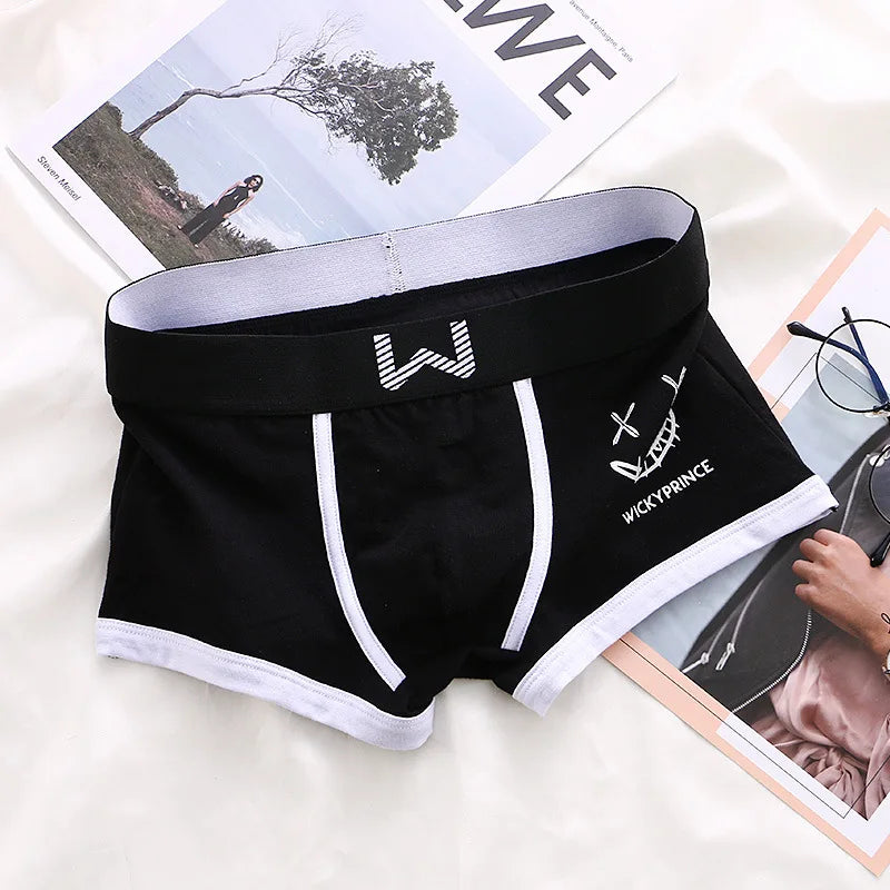 1/3/4 Pcs Mens Underwear Cotton Men Boxer Panties U-convex Man Breathable Underpants Sexy Comfort Male Boy Smiling Face Boxers