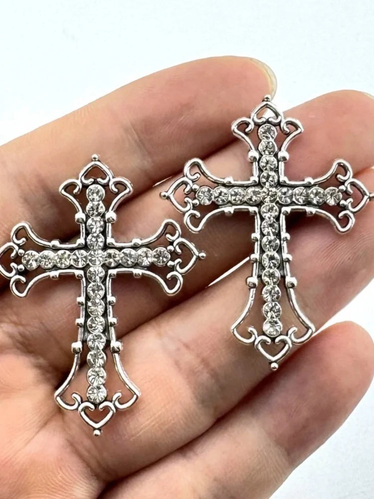 5/20PCS Alloy Accessories: Customized Full-Diamond Large Cross Rhombus Pendant DIY Handmade Keychain Bag Hanging Ornament