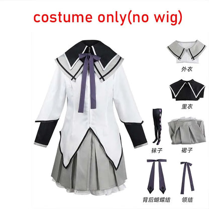 Anime Akemi Homura Cosplay Costume Fighting Uniform Stockings  Akemi Homura Outfits