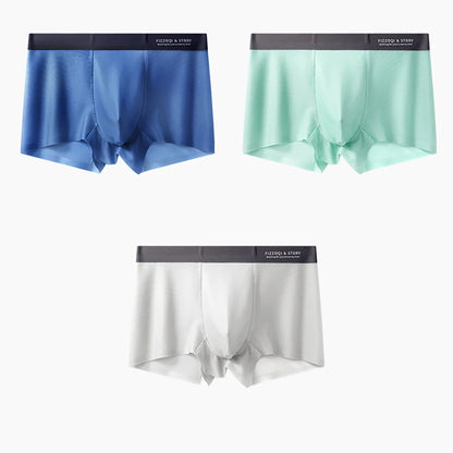 1/3PCS Ultra-thin Ice Silk Quick-dry Underwear Man Smooth Seamless Men's Panties Breathable Antibacterial 3D Silk Crotch Boxers