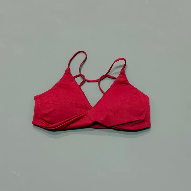 HISTELLO Vision Sports Bra Women Cross Back Seamless Yoga Bra With Removable Pads Backless Underwear Gym Running Sports Top