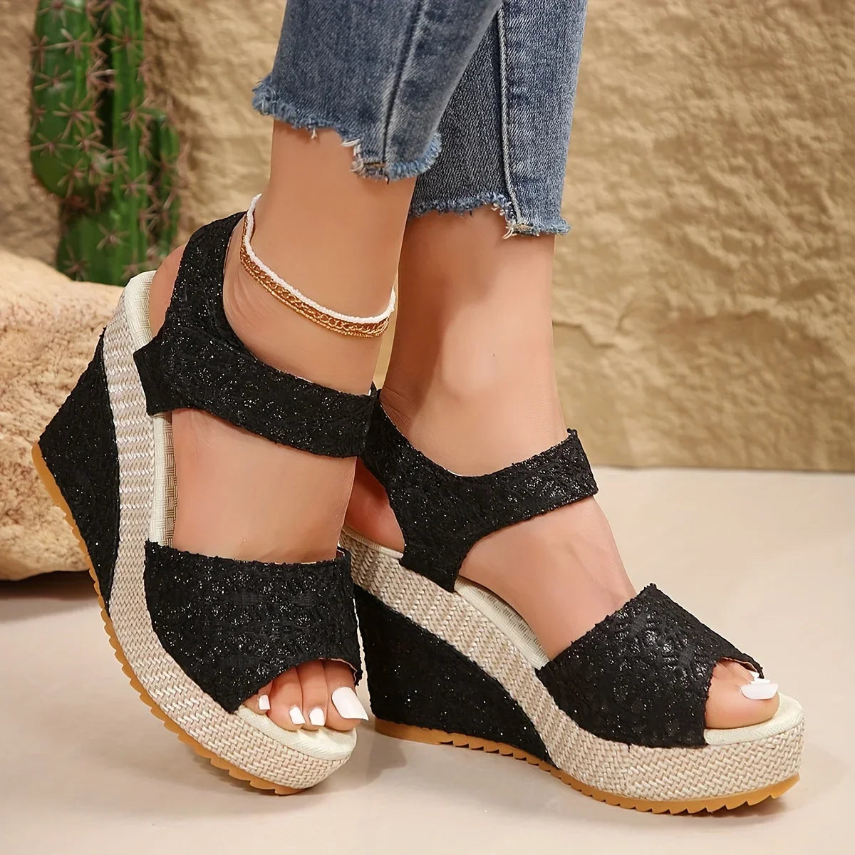 Women Sandals Summer Wedge Shoes Peep Toe Platform Sandals Luxury Designer Shoes Heels Women Sexy Party Dress Women Sandalias