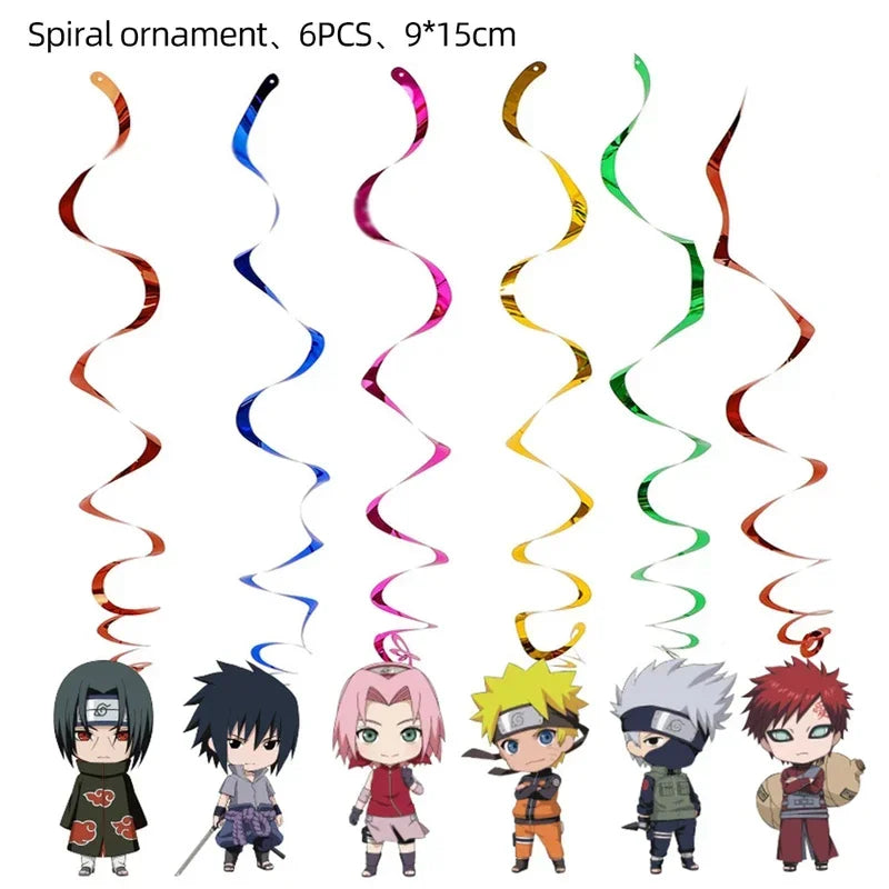 Naruto Kakashi Balloons Uchiha Sasuke Ballons Happy Birthday Banner Party Decoration Kids Toy Cake Topper Disposable Tableware