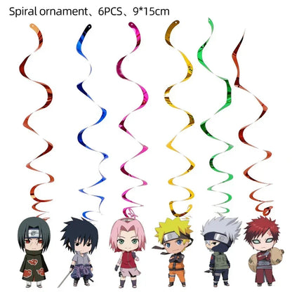 Naruto Kakashi Balloons Uchiha Sasuke Ballons Happy Birthday Banner Party Decoration Kids Toy Cake Topper Disposable Tableware