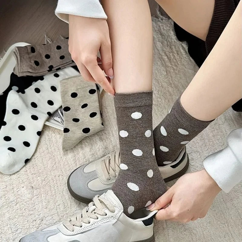 Cute Socks Women Kawaii Winter Socken Dots Printed Japanese Style College Long Crew Socks Free Shiping Harajuku Calcetines Mujer