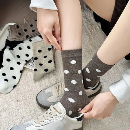 Cute Socks Women Kawaii Winter Socken Dots Printed Japanese Style College Long Crew Socks Free Shiping Harajuku Calcetines Mujer