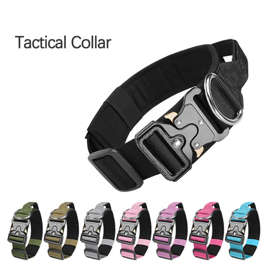 Adjustable Tactical Dog Collar with Metal Buckle Outdoor Walking Training Durable Nylon Collars for Medium Big Dogs Pet Supplies
