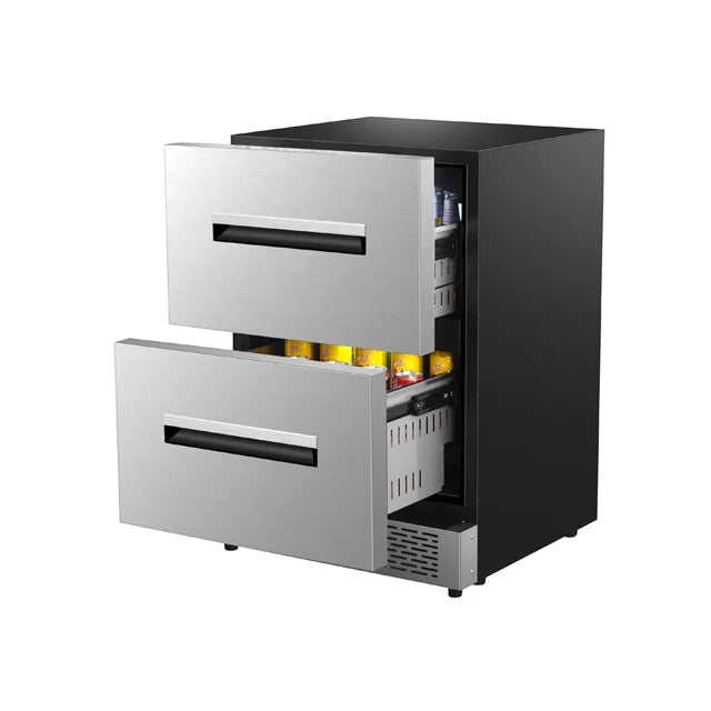 Electric Wine Cooler 24" Stainless Steel ADA Compliant Drawer Refrigerator In Stainless Steel