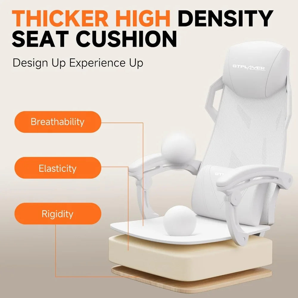 GTPLAYER Ergonomic Gaming Chair w/ Footrest, Mesh Office Chair, Reclining Desk Chair